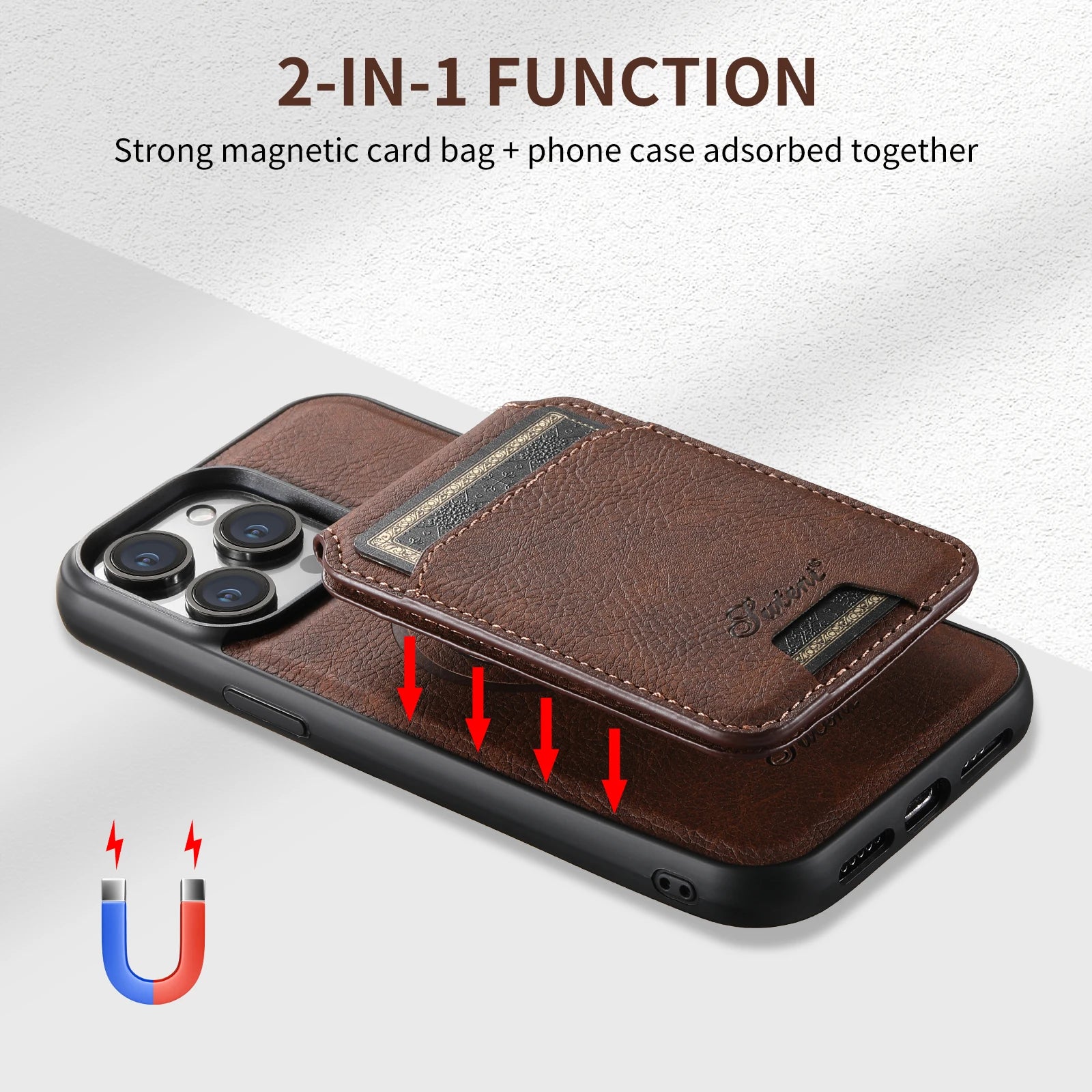 Leather Magnetic Pocket Cover For iPhone