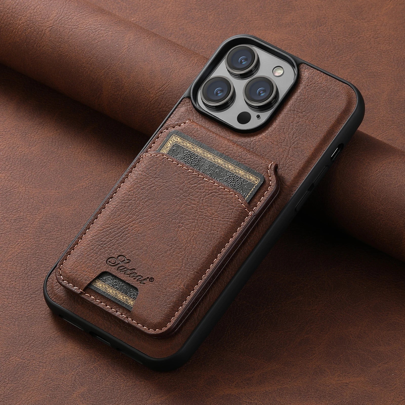 Leather Magnetic Pocket Cover For iPhone