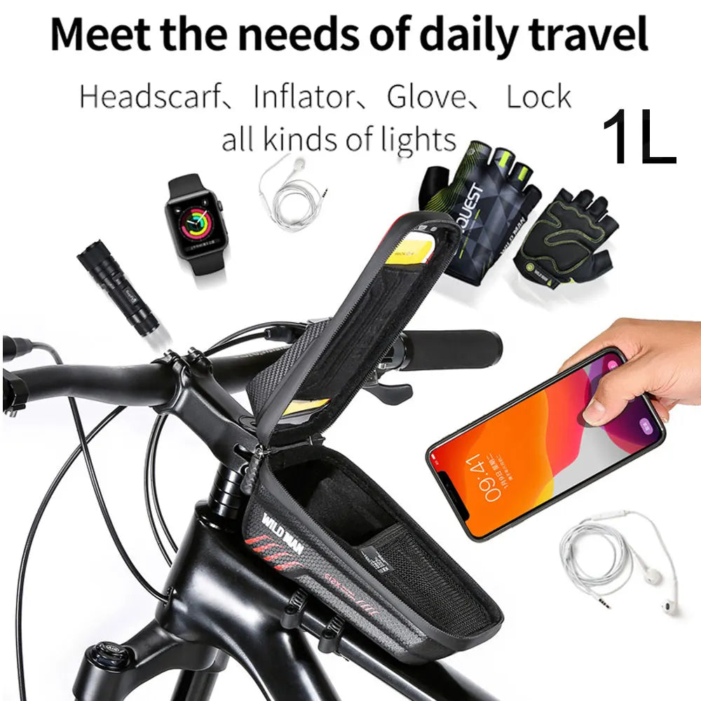 Tube Cycling Bag Bicycle Waterproof Phone Case Holder