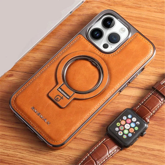 Luxury Leather Invisible Stand iPhone Case