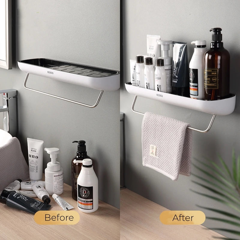 🚿EasyMount Bathroom Storage Shelf - No Drilling Required