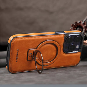 Luxury Leather Invisible Stand iPhone Case