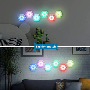 RGB LED Quantum Hexagon Light Touch Sensor Wall Lamp DC 5V Honeycomb Colorful Modular Control Night for Bedroom Decoration