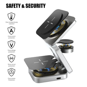 3 in 1 Foldable Magnetic Wireless Charger Stand for Iphone 15, 14, 13 Pro/Max/Plus, Airpods 3/2 Station Dock Fast Charger Holder