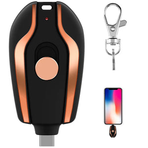 Keychain Portable Charger Compatible with Android 1500Mah Durable Key Chain Phone Charger Type-C Mini Power Emergency Charger