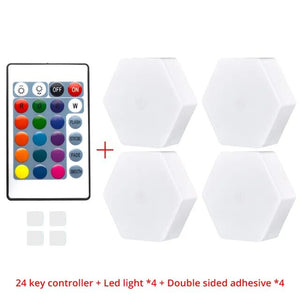 RGB LED Quantum Hexagon Light Touch Sensor Wall Lamp DC 5V Honeycomb Colorful Modular Control Night for Bedroom Decoration