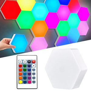 RGB LED Quantum Hexagon Light Touch Sensor Wall Lamp DC 5V Honeycomb Colorful Modular Control Night for Bedroom Decoration