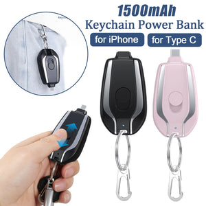 1500Mah Portable Keychain Charger Type-C Ultra-Compact Mini Battery Pack Fast Charging Backup Power Bank for Iphone 14 12