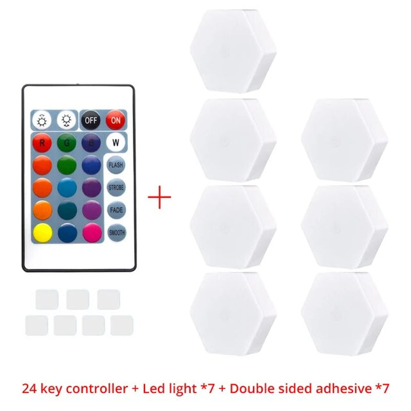 RGB LED Quantum Hexagon Light Touch Sensor Wall Lamp DC 5V Honeycomb Colorful Modular Control Night for Bedroom Decoration