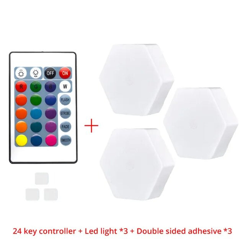 RGB LED Quantum Hexagon Light Touch Sensor Wall Lamp DC 5V Honeycomb Colorful Modular Control Night for Bedroom Decoration