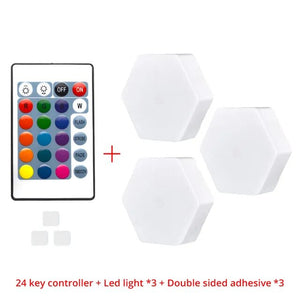 RGB LED Quantum Hexagon Light Touch Sensor Wall Lamp DC 5V Honeycomb Colorful Modular Control Night for Bedroom Decoration