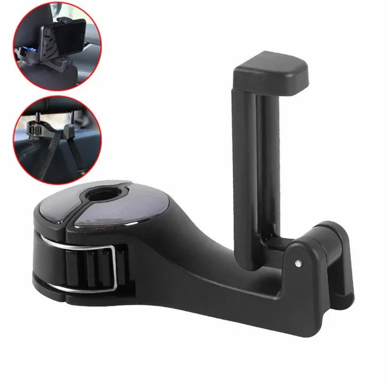 3 in 1 Car Vehicle Back Seat Headrest Hook Mobile Phone Holder Portable Seat Back Hanger Hook for Bag Purse Cloth Grocery