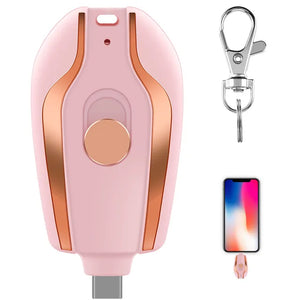 Keychain Portable Charger Compatible with Android 1500Mah Durable Key Chain Phone Charger Type-C Mini Power Emergency Charger